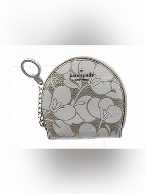 kate spade White and Gold Floral Coin Pouch